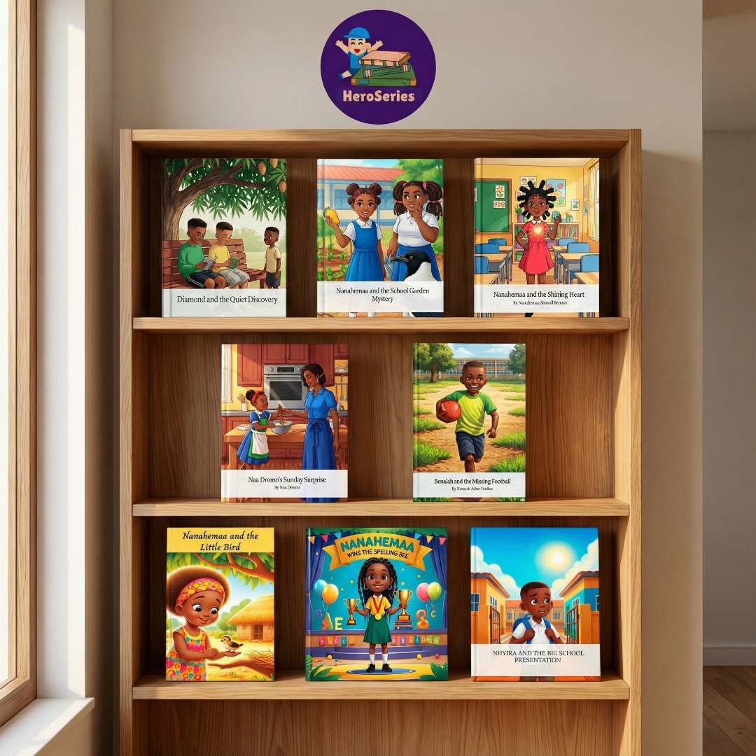A shelf of real personalised HeroSeries book covers